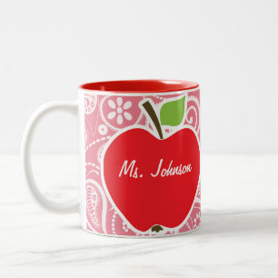 Tasse 2 Couleurs Apple rougissent dessus Paisley rose
