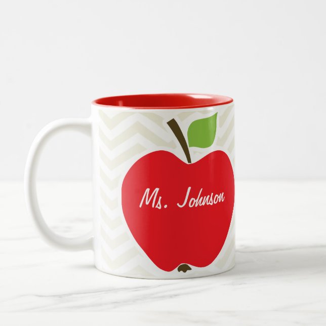 Tasse 2 Couleurs Apple sur Chevron beige ; zigzag (Gauche)