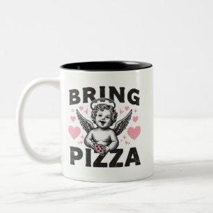 Tasse 2 Couleurs Apportez de la pizza Valentine's drôle pizza tranc