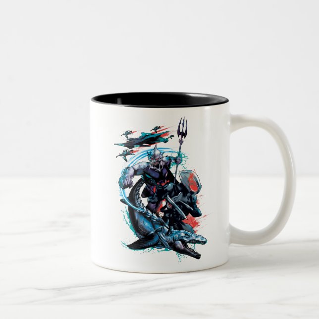 Tasse 2 Couleurs Aquaman | Orm, Manta Noir, Tylosaur, & Ships (Droit)