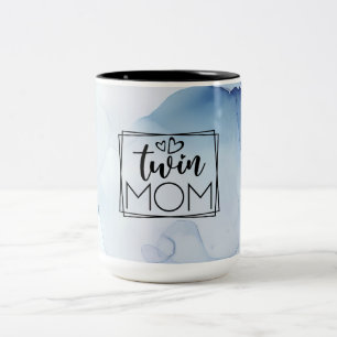 Tasse 2 Couleurs Aquarelle Abstraite bleue Twin Mom