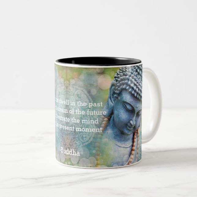 Tasse 2 Couleurs Aquarelle Abstraite Bouddha Quote Customisée Deux- (Devant droit)