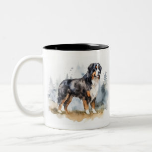 Tasse 2 Couleurs Aquarelle Bernese Mt. Chien