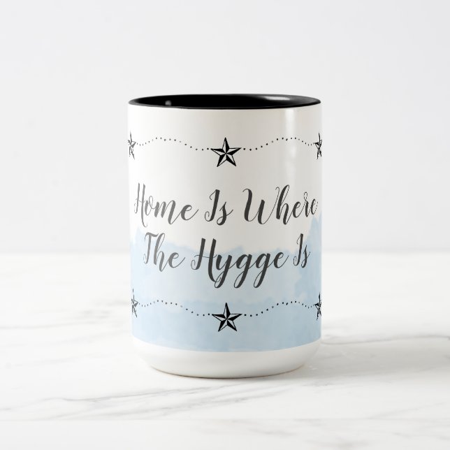 Tasse 2 Couleurs Aquarelle Bleu Accueil Et Hygge (Centre)