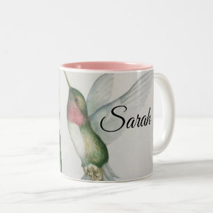 Tasse 2 Couleurs Aquarelle de colibri Joyful Hummingbird Nom élégan