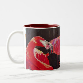 Tasse 2 Couleurs Aquarelle de Flamants roses