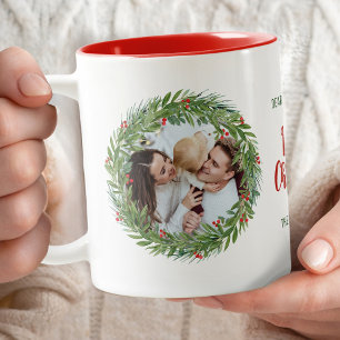 Tasse 2 Couleurs Aquarelle de Noël Werath Family Photo