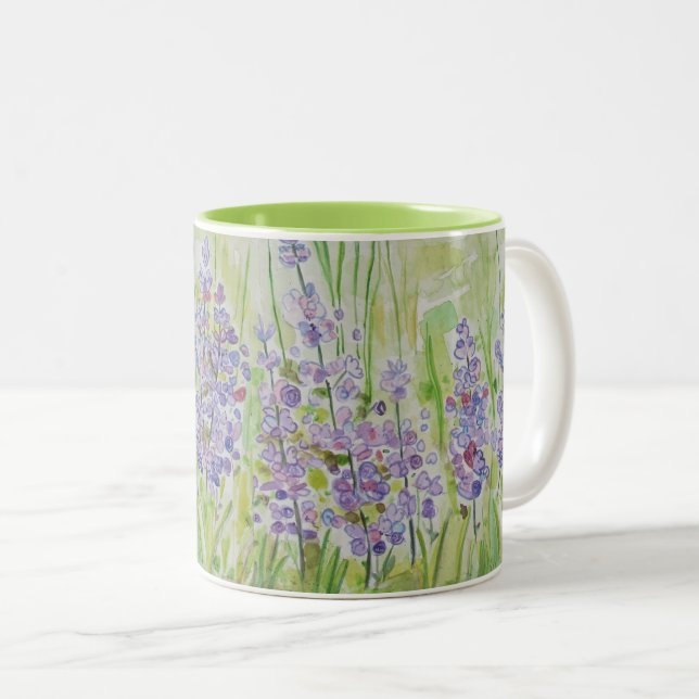 Tasse 2 Couleurs Aquarelle de pré de fleur (Devant droit)