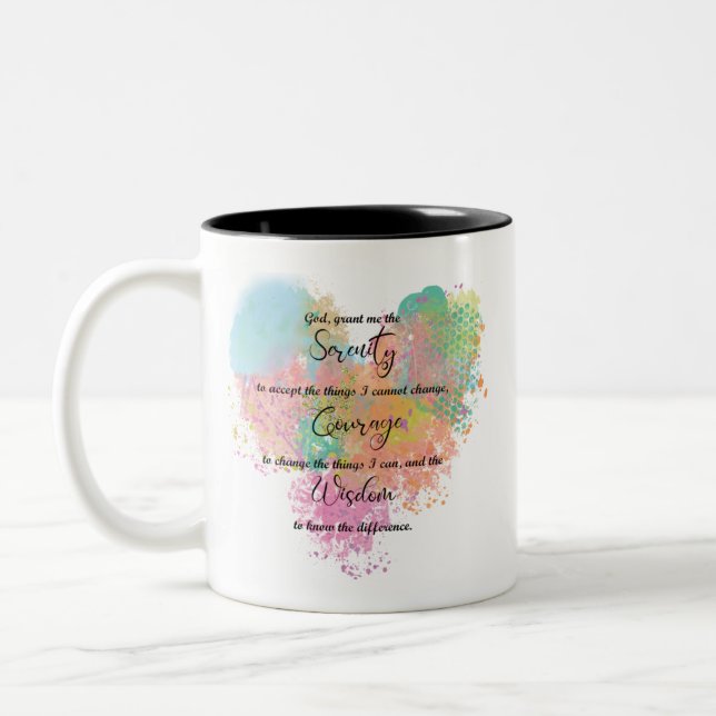 Tasse 2 Couleurs Aquarelle de prière de sérénité (Gauche)