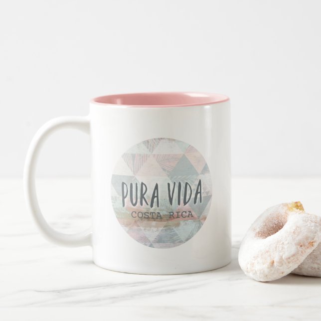 Tasse 2 Couleurs Aquarelle d'été de Pura Vida Costa Rica (Avec donut)