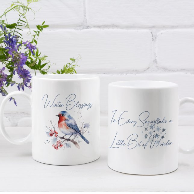 Tasse 2 Couleurs Aquarelle doux de flocon de neige d'hiver (Créateur téléchargé)