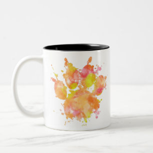 Tasse 2 Couleurs Aquarelle Empreinte de patte de chien
