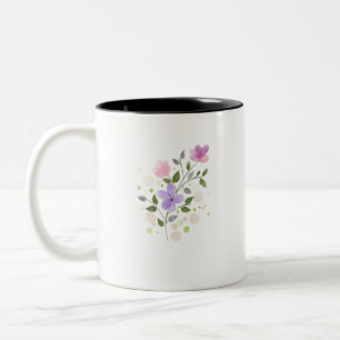 Tasse 2 Couleurs Aquarelle Fleur Ressort Nature Peinture Florale