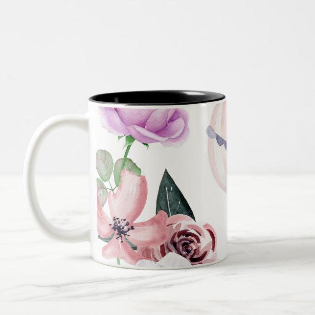 Tasse 2 Couleurs Aquarelle Floral Hot Air Balloon Voyageant (Gauche)