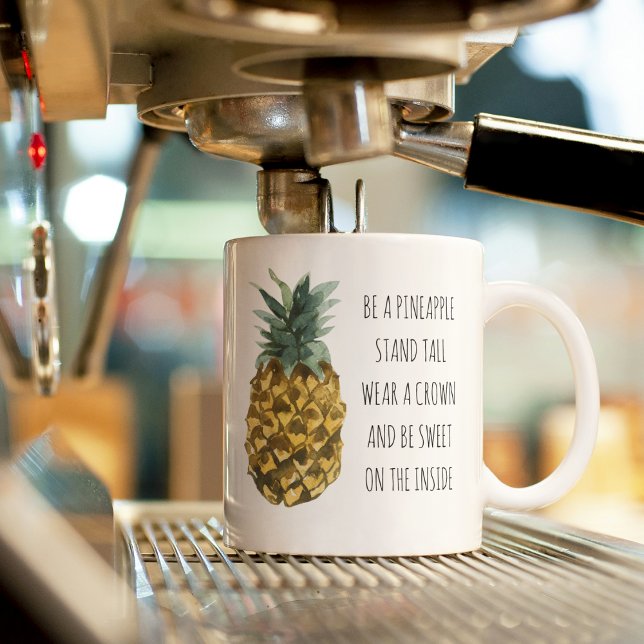 Tasse 2 Couleurs Aquarelle moderne ananas et citation amusante posi (Créateur téléchargé)