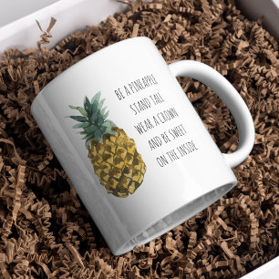 Tasse 2 Couleurs Aquarelle moderne ananas et citation amusante posi