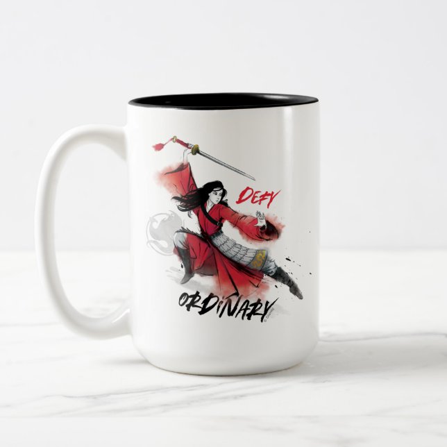 Tasse 2 Couleurs Aquarelle Mulan "Defy Ordinary" (Gauche)
