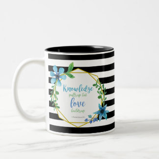 Tasse 2 Couleurs Aquarelle noire et blanche florale Love Bible Vers