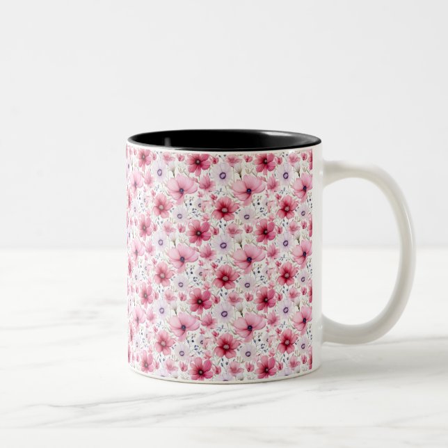 Tasse 2 Couleurs Aquarelle rose (Droit)