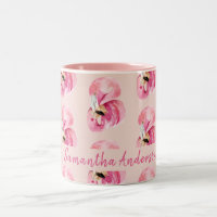 Aquarelle rose exotique Flamingo Motif et nom