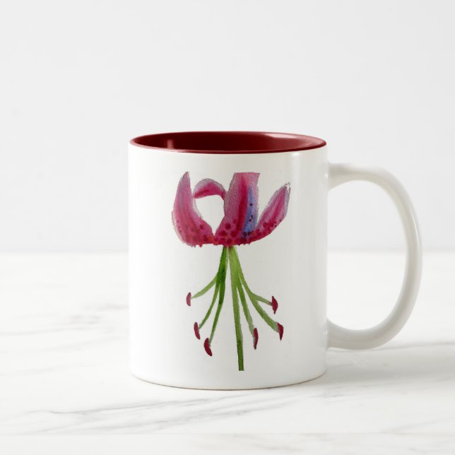 Tasse 2 Couleurs Aquarelle rose Lily art floral moderne (Droit)