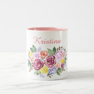 Tasse 2 Couleurs Aquarelle Rose Wreath