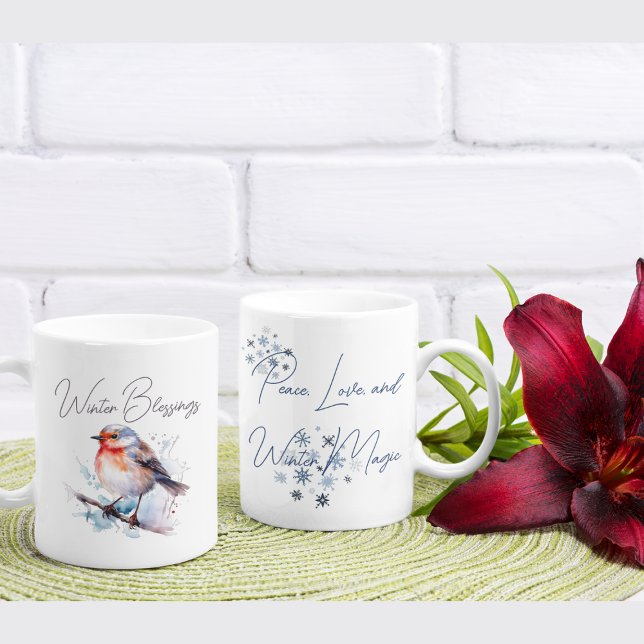 Tasse 2 Couleurs Aquarelle Sweet Bird "Winter Magic" (Créateur téléchargé)