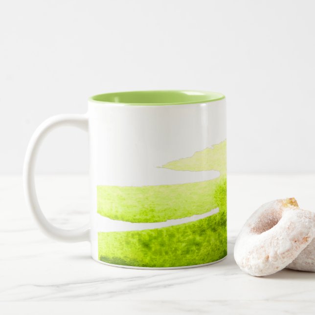 Tasse 2 Couleurs Aquarelle vert citron vert (Avec donut)