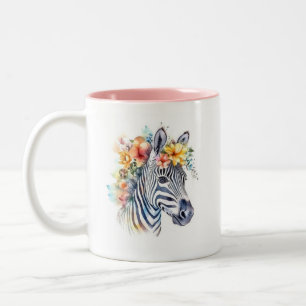 Tasse 2 Couleurs Aquarelle Zèbre