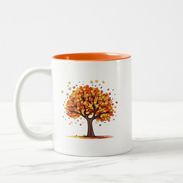 Tasse 2 Couleurs Arbre à automne doré (Gauche)