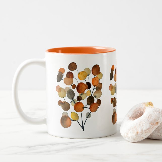 Tasse 2 Couleurs Arbre Abstrait brun d'automne (Avec donut)