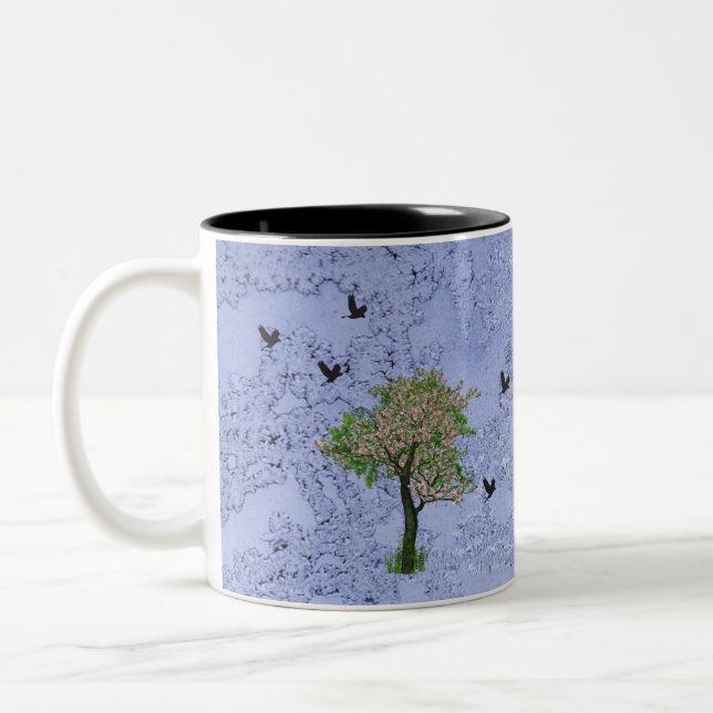 Tasse 2 Couleurs Arbre avec oiseaux (Gauche)
