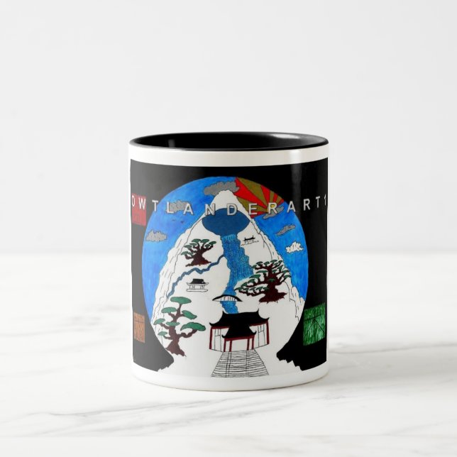 Tasse 2 Couleurs arbre de bonsi - customisé (Centre)