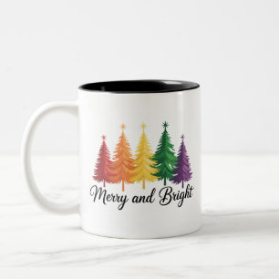 Tasse 2 Couleurs Arbre de Noël arc-en-ciel gay LGBTQ joyeux et lumi