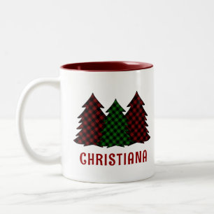 Tasse 2 Couleurs Arbre de Noël du Motif prélevé personnalisé