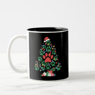 Tasse 2 Couleurs Arbre de Noël Empreinte de Patte Chien Chat Maman