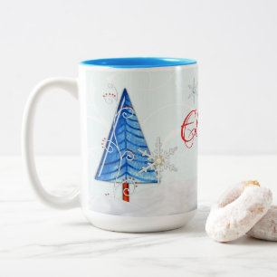 Tasse 2 Couleurs Arbre de Noël et bijoux à flocons de neige