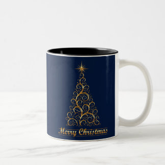 Tasse 2 Couleurs Arbre de Noël Or Joyeux Noël
