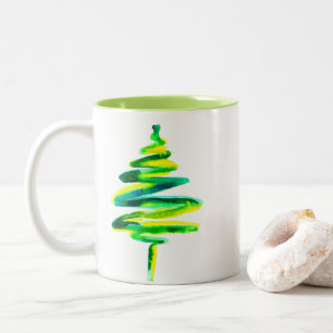 Tasse 2 Couleurs Arbre de Noël vert