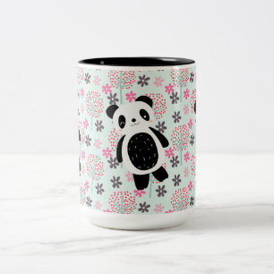 Tasse 2 Couleurs Arbres, fleurs et ours de panda