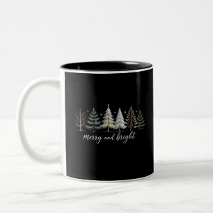 Tasse 2 Couleurs Arbres Joyeux et Lumineux Noël Fêtes Hiver
