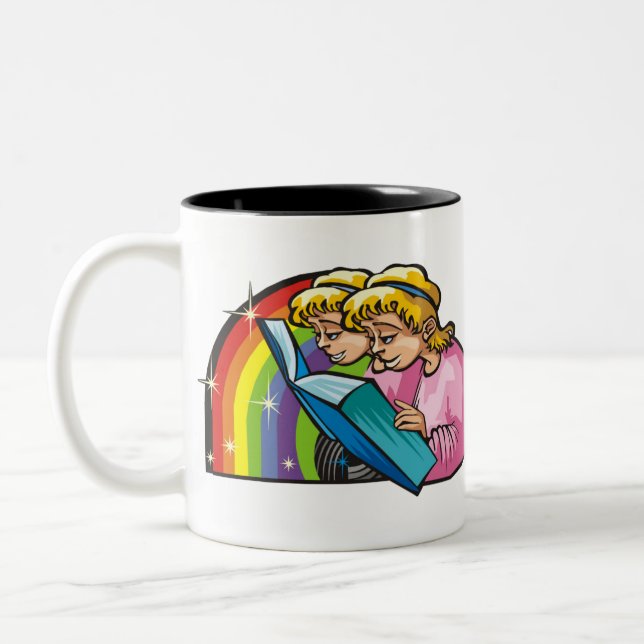 Tasse 2 Couleurs Arc en ciel des années 1980 avec livre de lecture  (Gauche)