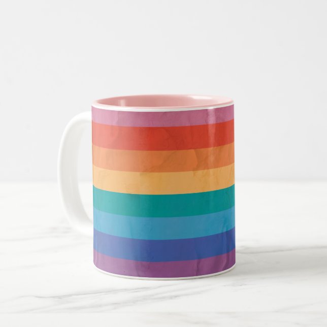 Tasse 2 Couleurs Arc-en-ciel en bande horizontale (Devant gauche)