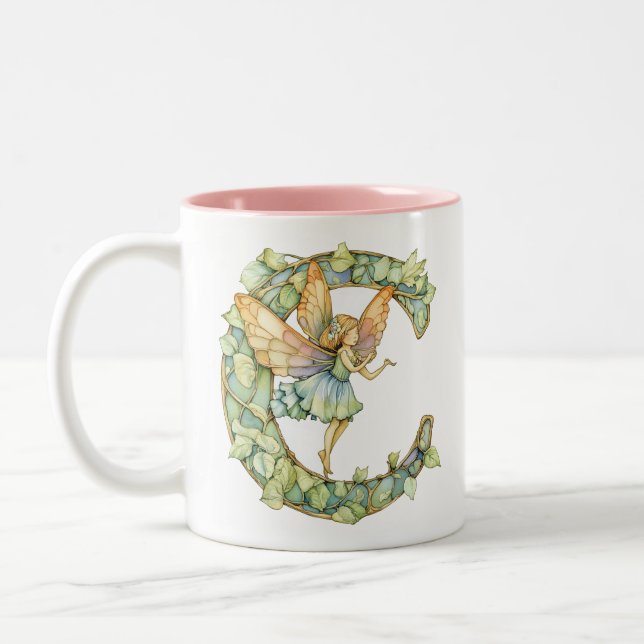Tasse 2 Couleurs Arc en ciel Fairy Initial 'C' (Gauche)