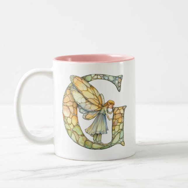 Tasse 2 Couleurs Arc en ciel Fairy Initial 'G' (Gauche)