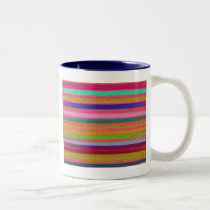 Tasse 2 Couleurs Arc-en-ciel rayures d'art abstrait moderne