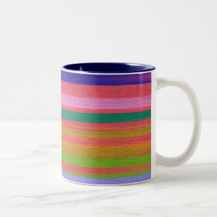 Tasse 2 Couleurs Arc-en-ciel rayures d'art abstrait moderne