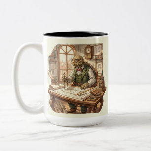 Tasse 2 Couleurs Architecte Tortue Sage Personnalisé Aquarelle Vint