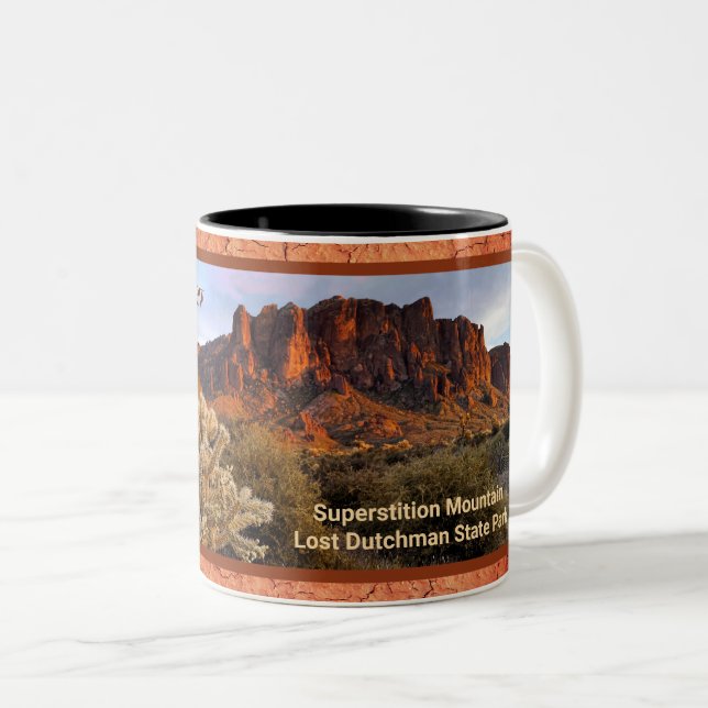 Tasse 2 Couleurs Arizona Superstition Mountain Cactus Terracotta (Devant droit)