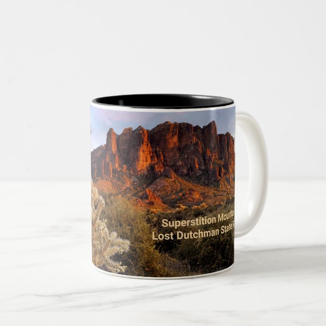 Tasse 2 Couleurs Arizona Superstition Mountain Cholla Cactus (Devant droit)